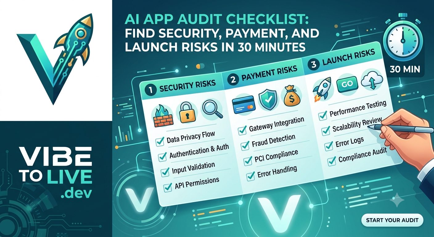 AI App Audit Checklist: Find Security, Payment, and Launch Risks in 30 Minutes