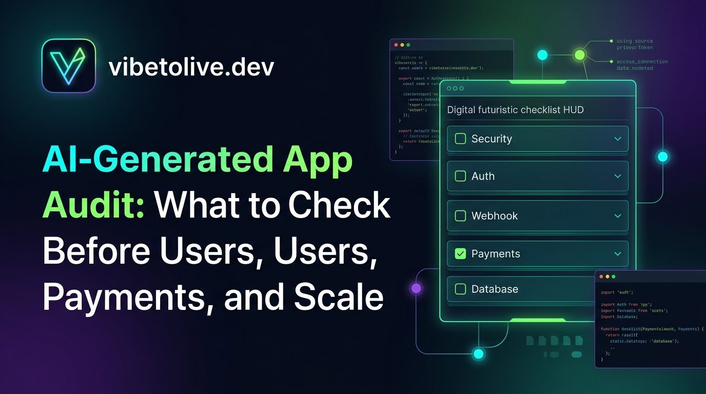 AI-Generated App Audit: What to Check Before Users, Payments, and Scale
